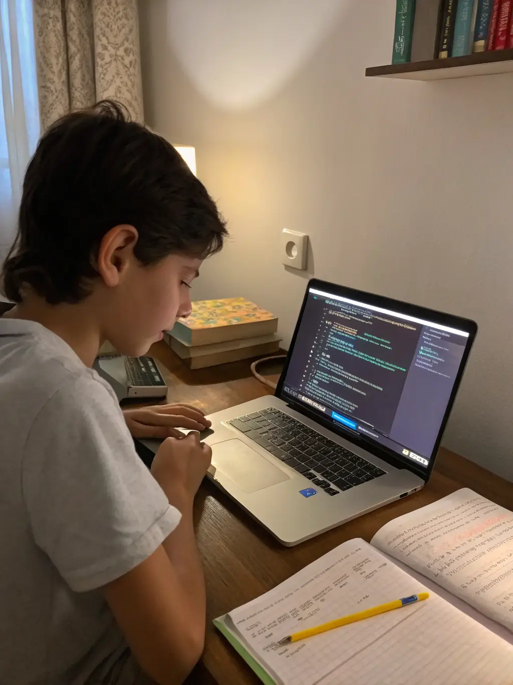 A student successfully debugging JavaScript code on their laptop, showcasing the problem-solving skills developed during the JavaScript bootcamp.